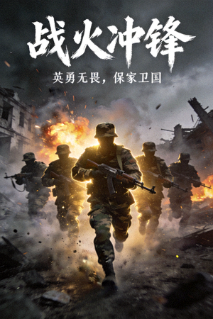 战争电影海报，士兵在战场冲锋